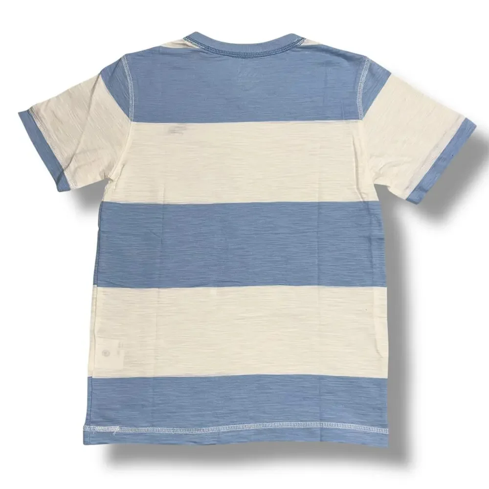 Old Navy Boys T Shirt Striped V Neck Short Sleeve Blue White Medium 8